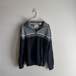Vintage Grey/Navy Quarter Zip Sweater